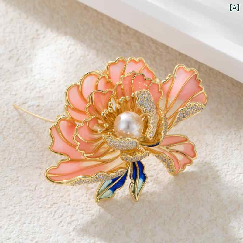 ブローチ レディース アクセサリー チャイナ風 花 咲く 裕福 牡丹 ユニーク 花 チャイナ コート コサージュ