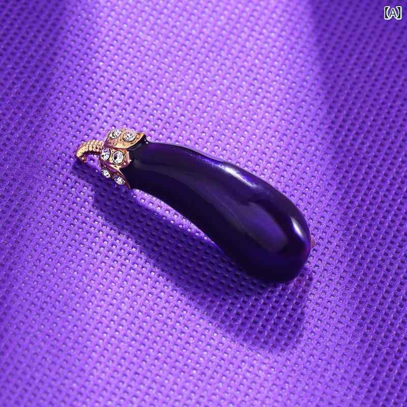 ブローチ レディース アクセサリー シンプル 野菜 キュート 精巧 ナス コサージュ 衣装