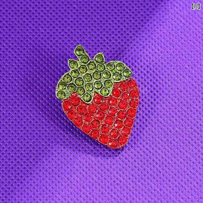 ブローチ レディース アクセサリー 韓国 フルーツ 精巧 かわいい 合金 ライン ストーンジュエリー ピン 衣装 コート コサージュ