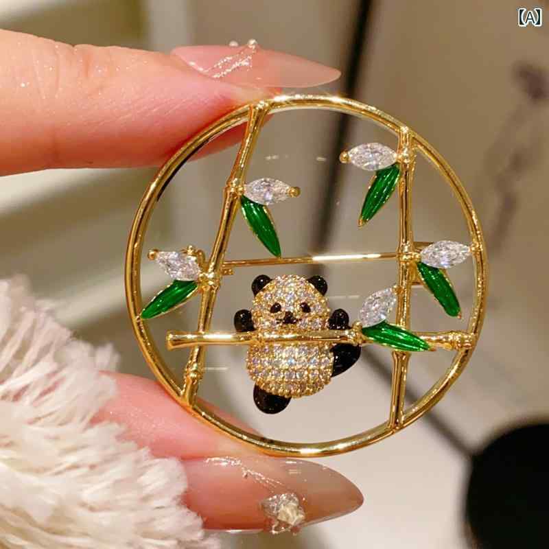 ブローチ レディース アクセサリー 中華風 かわいい パンダ が 続々 竹小 動物 コサージュ 中華風 コート ピン