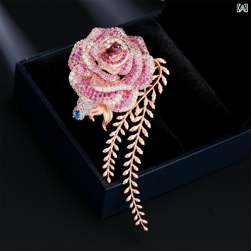 ブローチ レディース アクセサリー 頑丈が 椿 精巧 エレガント ピン バックル コサージュ(4)