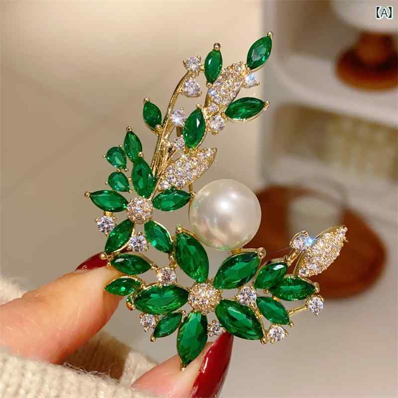 ブローチ レディース アクセサリー 韓国 おしゃれ フラワー グリーン クチナシ コサージュ コート カーディガン ピン バックル