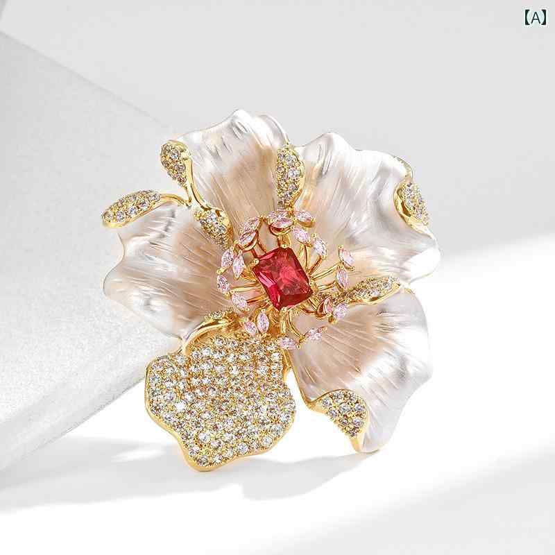 ブローチ レディース アクセサリー 花 豊か 牡丹 精巧 ピン ドレス コート コサージュ