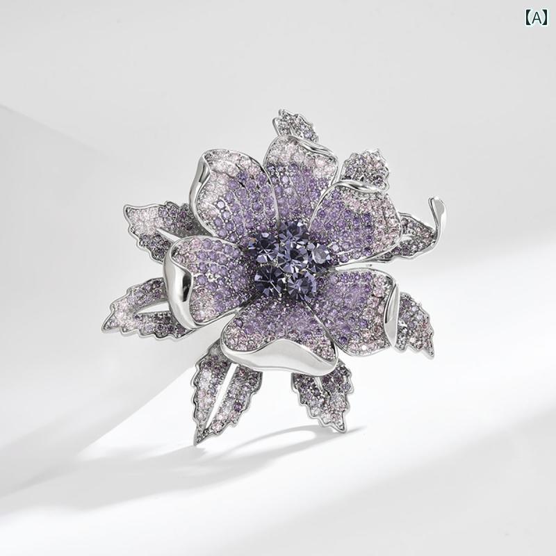 ブローチ レディース アクセサリー レトロ 銅 象嵌 ストーン フラワー ファッション コート イブニング 植物 フラワー コサージュ