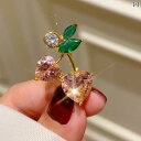 ブローチ レディース アクセサリー キュート フレッシュ ピンク ピーチ ハート 小さめ チェリー ネック ライン 露出 防止 小さめ ピン 精巧 ストーン 小さめ バックル