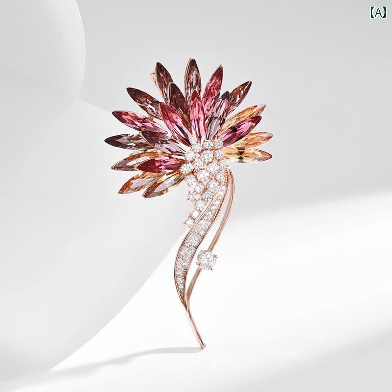 ブローチ レディース アクセサリー 軽量 涼しい フラワー チェスト エレガントが フラワー 精巧 コサー..