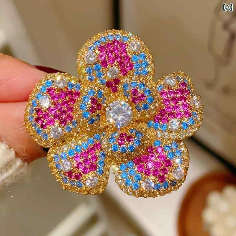 ブローチ レディース アクセサリー フランス 眩 しい 光 フル 宮殿 花 コサージュ エレガント コート スーツ