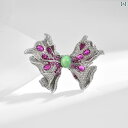 ブローチ レディース アクセサリー レトロ 宮殿 リボン 頑丈 銅 象嵌 ストーン コート コサージュ