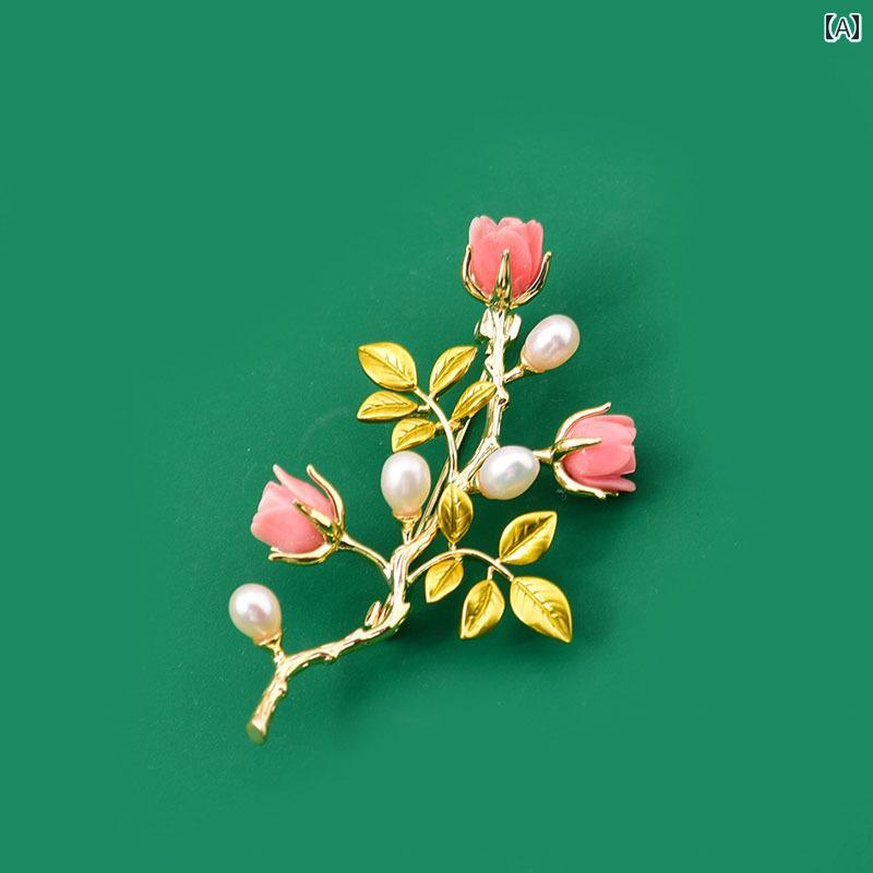 ブローチ レディース アクセサリー 母の日 ギフト フランス バラ 花 スーツ コート コサージュピン バックル