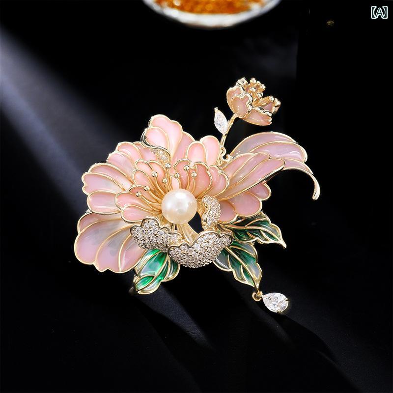 ブローチ レディース アクセサリー 母の日 ギフト 牡丹 花 レトロ トレンド 精巧 チャイナ ドレス コート コサージュ ピン