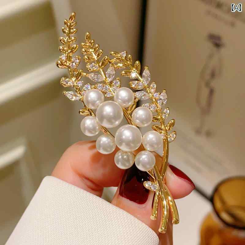 ブローチ レディース アクセサリー 黄金 収穫 小麦 耳 イヤー ピース スーツ ジャケット コサージュ