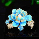 ブローチ レディース アクセサリー 母の日 ギフト チャイナ風 青 豊か 牡丹 花 チャイナ風 秋冬 コート コサージュ