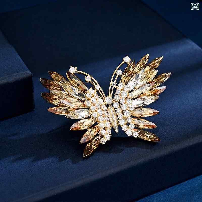 ブローチ レディース アクセサリー 母の日 ギフト フランス レトロ 蝶 羽 エレガント フル コート コサージュ ホリデー