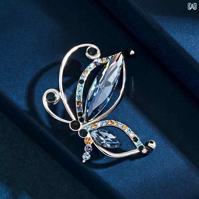 ブローチ レディース アクセサリー 母の日 ギフト ブルー チャーム 蝶 韓国 スーツ コート コサージュ