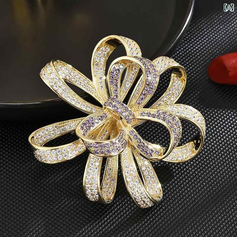 ブローチ レディース アクセサリー 母の日 ギフト 大きめ リボン エレガント スーツ コート コサージュ