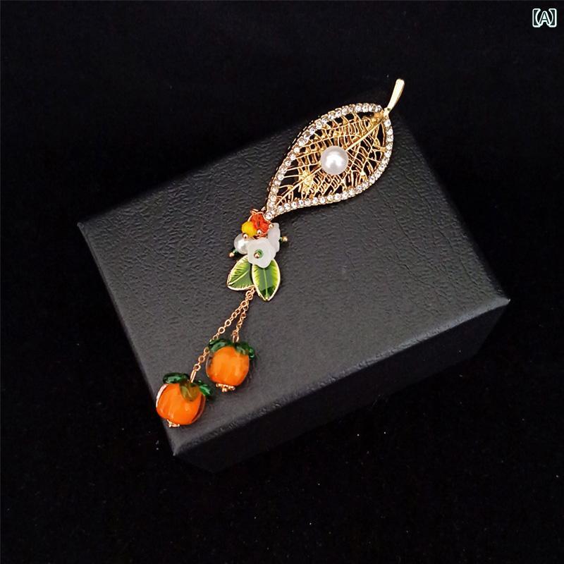 コサージュ フォーマル おしゃれ ブローチ 入学式 卒業式 パーティー 柿 葉 軽量 涼しい 葉 エレガント..