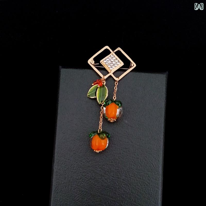 コサージュ フォーマル おしゃれ ブローチ 入学式 卒業式 パーティー 光 柿 如意 立体 チャイナ風 レト..