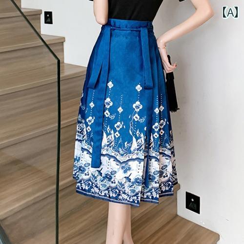 漢服 コスチューム レディース ファッション おしゃれ ステージ 撮影 舞台衣装 コスプレ チャイナ風 軽量 涼しい 涼しい バックル 半袖 t シャツ 夏新 馬顔スカート 服 セットアップ