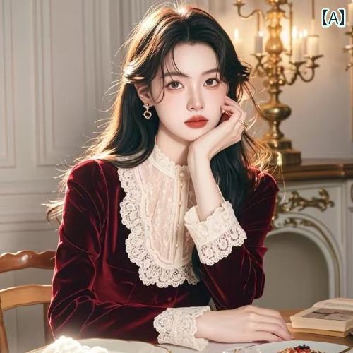 レディース トップス おしゃれ エレガント 通勤 オフィス カジュアル ファッション アンカー レッド 宮..