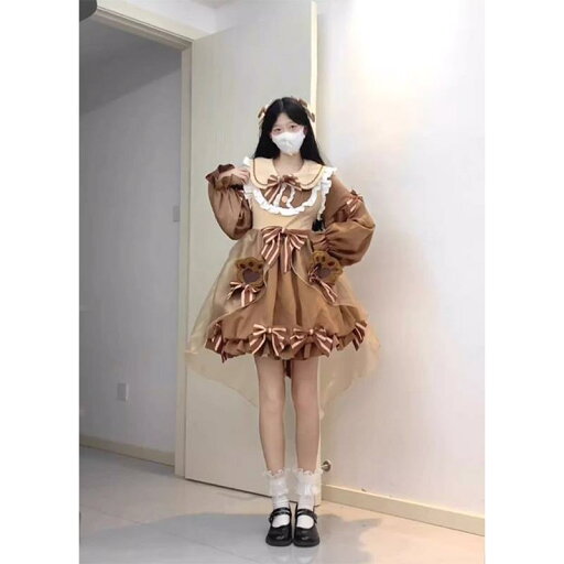 ロリータ ファッション コスプレ 衣装 コスチューム ブラウン ベア バド ドレス かわいい ソフト ガール ふわふわ プリンセス ドレス ロリータ ファッション コスプレ 衣装 コスチューム ブラウン ベア バド ドレス かわいい ソフト ガール ふわふわ プリンセス ドレス