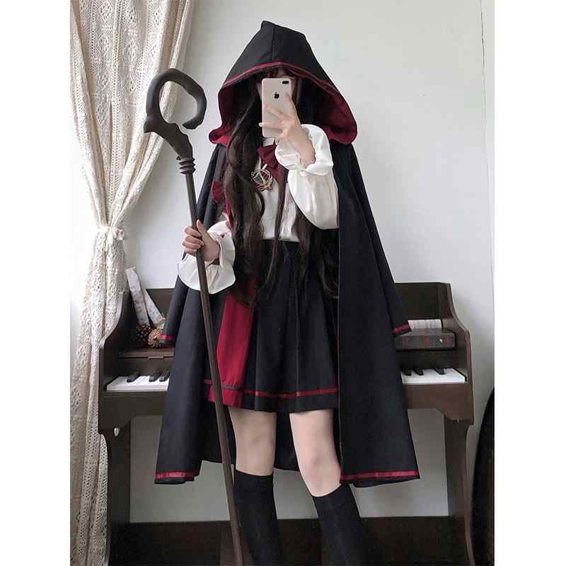 ロリータ ファッション コスプレ 衣装 コスチューム マジック アカデミー コスチューム ケープ ショート スカート レディース かわいい ハロウィン JK 制服 コスプレ コスチューム