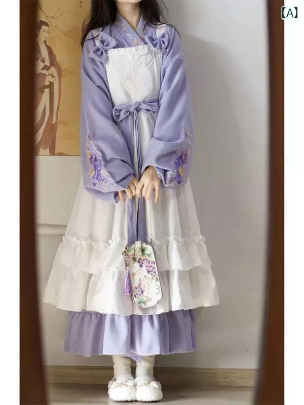 漢服 コスチューム レディース ファッション おしゃれ ステージ 撮影 舞台衣装 コスプレ スフレ クロス..