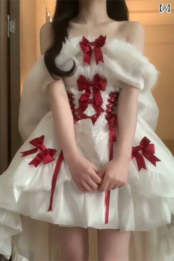 コスプレ 衣装 レディース コスチューム パーティー 写真撮影 赤 白 ゴシック 肩ひも スカート ロリータ ドレス ロリータ オン ザラン バレエ ふわふわ プリンセス スカート コスプレ 衣装 レディース コスチューム パーティー 写真撮影 赤 白 ゴシック 肩ひも スカート ロリータ ドレス ロリータ オン ザラン バレエ ふわふわ プリンセス スカート