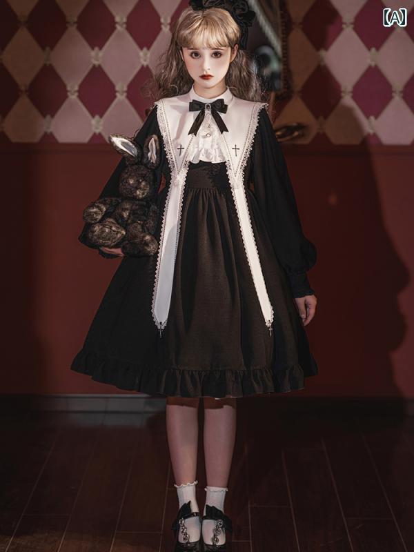 コスプレ 衣装 レディース コスチューム パーティー 写真撮影 デイリー ハロウィン ゴシック ダーク クラシック エレガント 修道女 ドレス 春秋冬