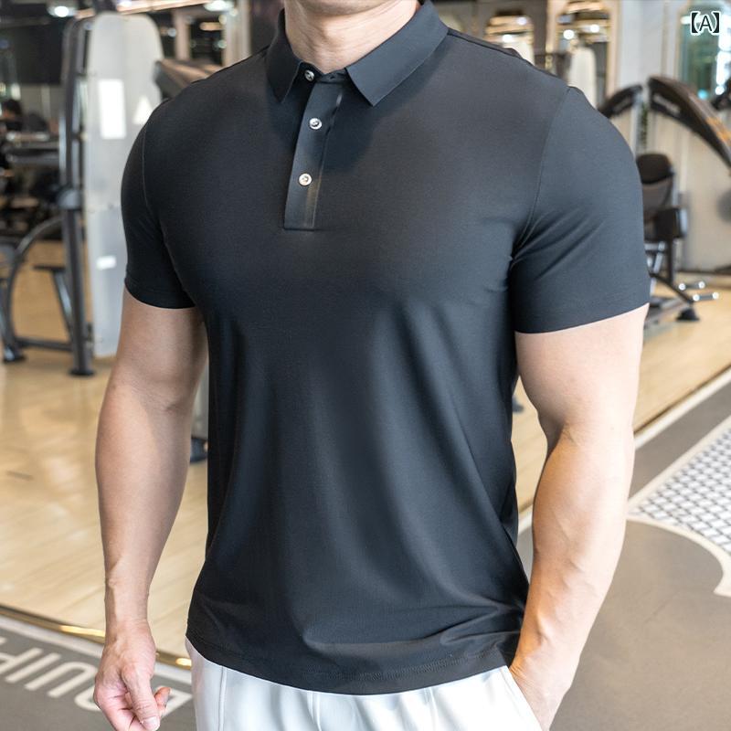 ポロシャツ メンズ アメリカン レトロ フィットネス 半袖 春夏 トレンド ゆったり 無地 速乾