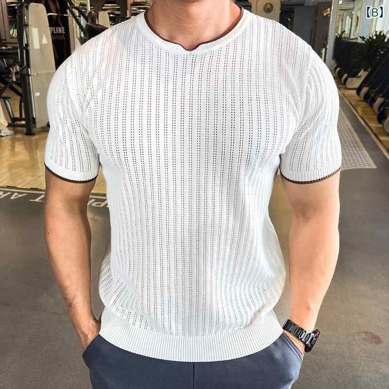 メンズ トップス マッチョ 筋肉 マッチョ 夏 ランニング トレーニング スポーツフィットネス 半袖 Tシャツ 無地高 ストレッチ セーター
