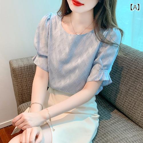 レディース トップス おしゃれ 上品 通勤 オフィス カジュアル シフォンシャツ 夏 半袖 Tシャツ シック ウエスタンシャツ レディース トップス おしゃれ 上品 通勤 オフィス カジュアル シフォンシャツ 夏 半袖 Tシャツ シック ウエスタンシャツ