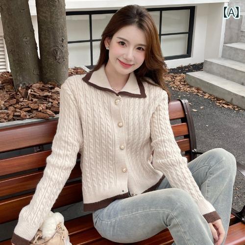 レディース トップス おしゃれ 上品 通勤 オフィス カジュアル ツイスト セーター 秋冬 ショート ニットカーディガン ジャケット 西洋 長袖