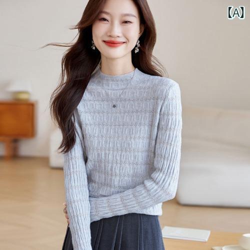 レディース トップス おしゃれ 上品 通勤 オフィス カジュアル ハーフ タートルネックセーター シャツ ..