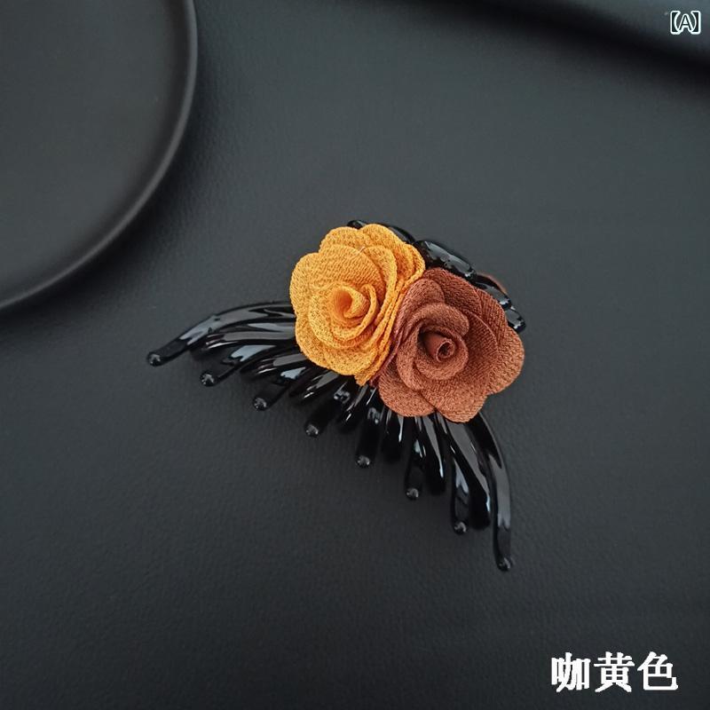 ヘアアクセサリー レディース コサージュ 華やか パーティー 普段使い 後頭部 ヘアピン グラバー 優しい 固定 ヘアピン エレガント 帽子(4)