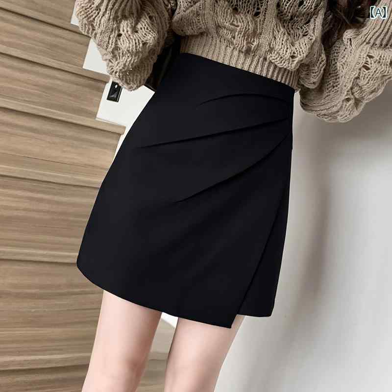 レディース スカート おしゃれ 通勤 オフィス カジュアル 不規則 セットアップ ハーフ 春 aライン ヒップ 抱き プリーツ
