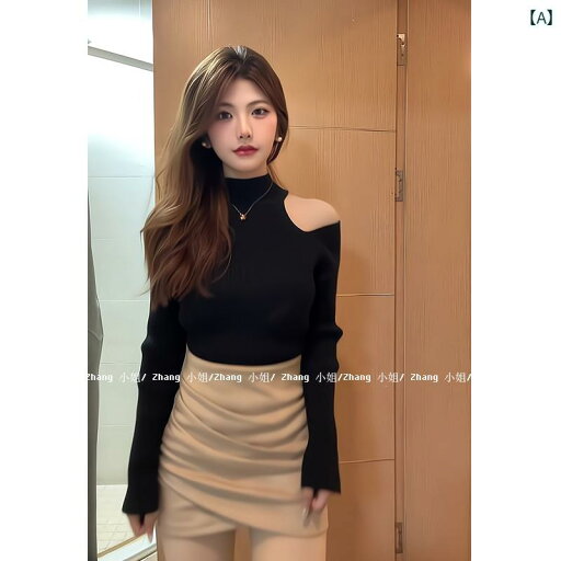 レディース ファッション カジュアル おしゃれ 秋冬 韓国 衣装 セットアップ 黒 ハーフ タートルネック オフショルダー 長袖 シャツ ヒップ カバー クロス スカート レディース ファッション カジュアル おしゃれ 秋冬 韓国 衣装 セットアップ 黒 ハーフ タートルネック オフショルダー 長袖 シャツ ヒップ カバー クロス スカート
