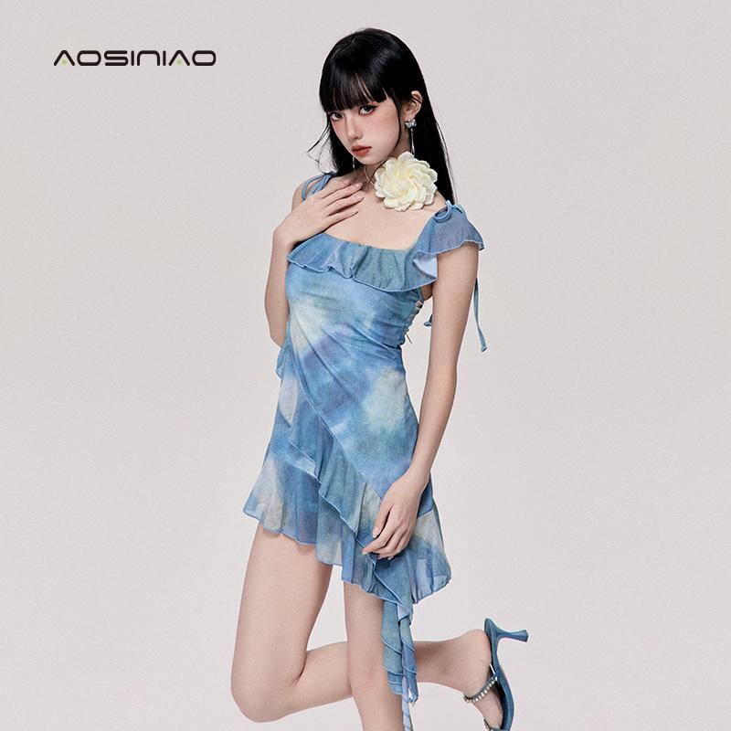 水着 レディース 年 体系カバー スカート式 ショートパンツ ホルターネック 海 ビーチ ブルー