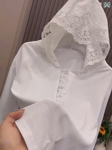 レディース トップス シンプル おしゃれ 春 刺繍 レース フード 長袖 Tシャツ ボトム ウェア レディース トップス シンプル おしゃれ 春 刺繍 レース フード 長袖 Tシャツ ボトム ウェア