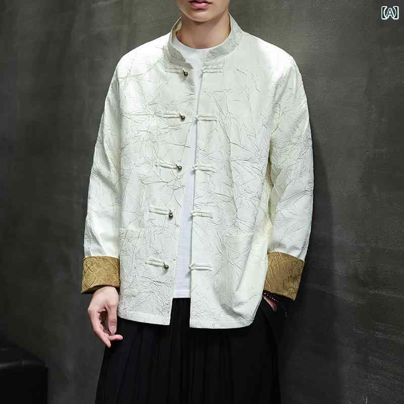 アウター メンズ カジュアル おしゃれ チャイナ風 レトロ 銅 ボタン 唐 スーツ 民族 衣装 スタンドカラ..