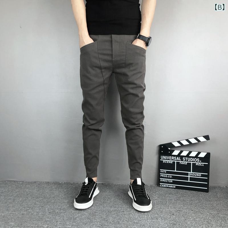 メンズ パンツ カジュアル ズボン おしゃれ 夏 薄手 涼しい 涼しい スリム カジュアル スリムフィット 快適 スポーツ ブラック 九分丈 レギンス