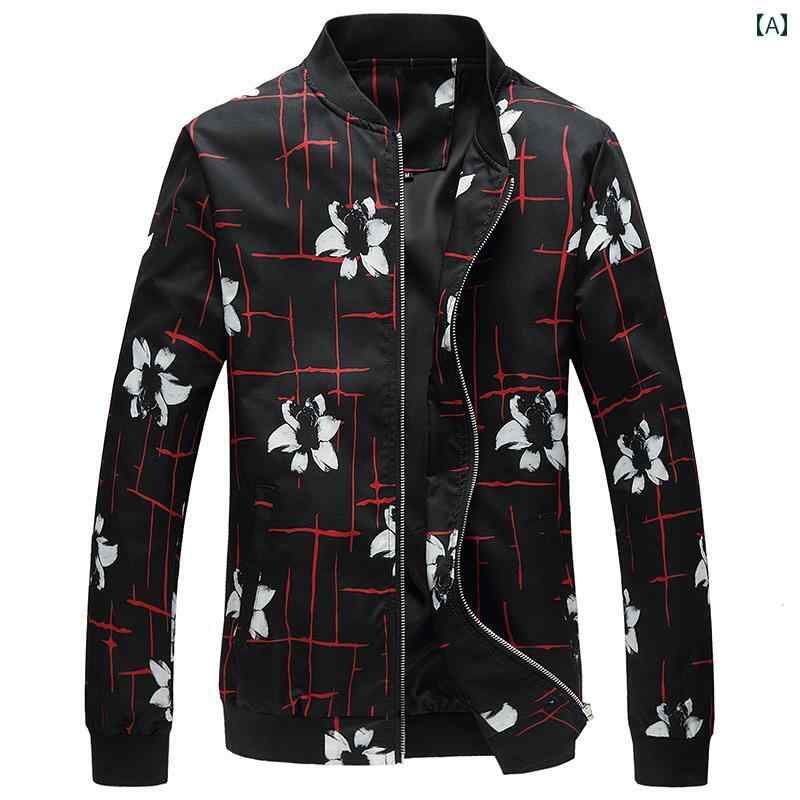 アウター メンズ カジュアル おしゃれ スリムフィット 花柄 コート 春秋 季節 花柄 カジュアル 大きめサイズ ジャケット
