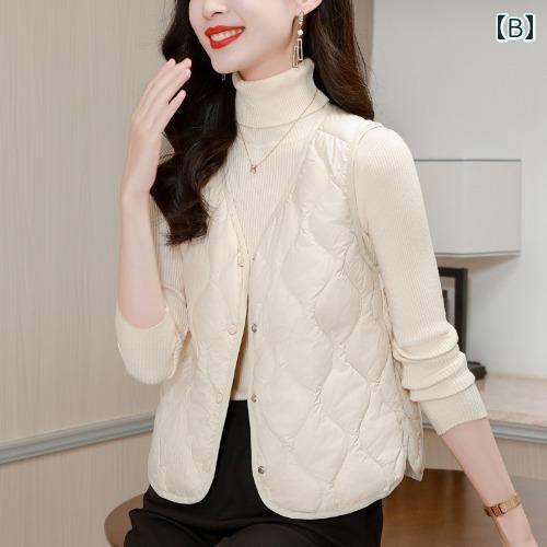 アウター レディース カジュアル おしゃれ 普段使い 秋冬 薄手 涼しい 涼しい ダウン ライナー ベスト 内側 スリム ベスト