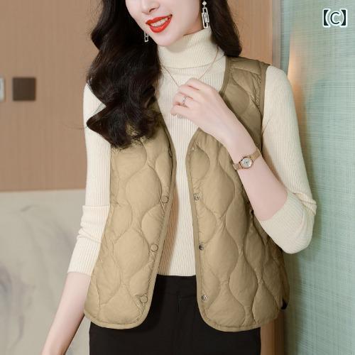 アウター レディース カジュアル おしゃれ 普段使い 秋冬 薄手 涼しい 涼しい ダウン ライナー ベスト 内側 スリム ベスト