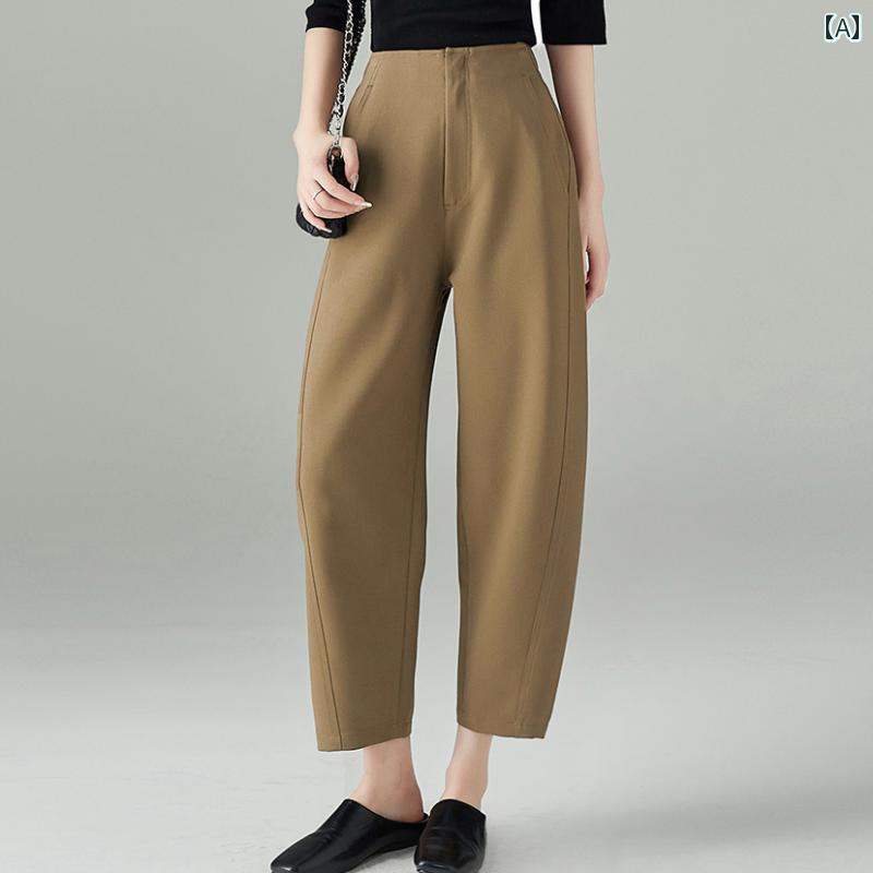 レディース パンツ ズボン おしゃれ バナナ 鎌 春 ペアシェイプ ドレープ 九分丈