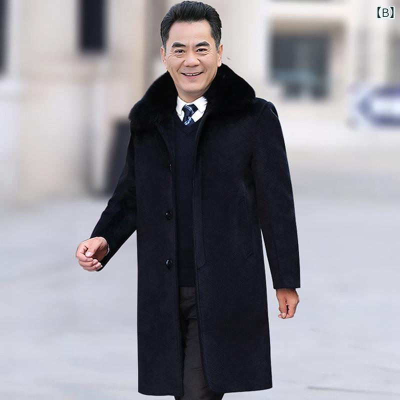 アウター メンズ おしゃれ ウール コート 冬お父さん 取り外し 可能 冬 コート 起毛 厚手 レングス ウィンドブレーカー