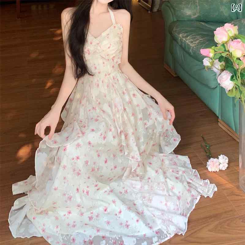 大きめサイズ レディース おしゃれ ファッション 秋 夏 チャイナ風 ウエスト スリム 花柄 肩ひも ホルター ドレス 日焼け防止 シャツ 2点 セット