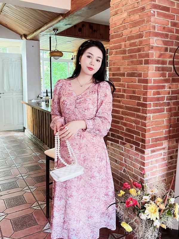 大きめサイズ レディース ファッション ホーム 秋 長袖 シフォン 花柄 ドレス ぽっちゃり フランス スリム 甘くて フレッシュ フェアリー ドレス