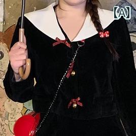 大きめサイズ レディース ファッション ビッグ ハニー 魔女 日記 黒 起毛 長袖 トップス スカート 秋冬..