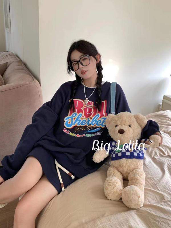 Wear （Martial Arts） - 大きめサイズ レディース おしゃれ ファッション 休日 ビッグ ロリ セーター 初秋 ラウンドネック トップス ハーフ スカート ぽっちゃり