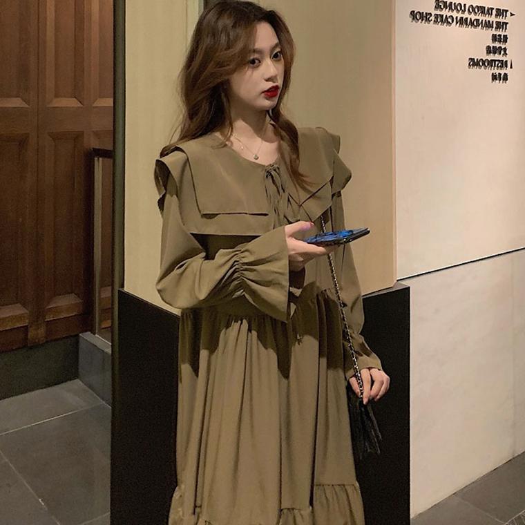 大きめサイズ レディース おしゃれ ファッション 秋 ロング スカート おしゃれ新 フレンチ ドール カラー ドレス ぽっちゃり 体型カバー スリミング ボトム スカート